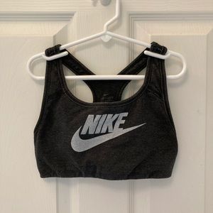 Girls gray Nike logo sports bra